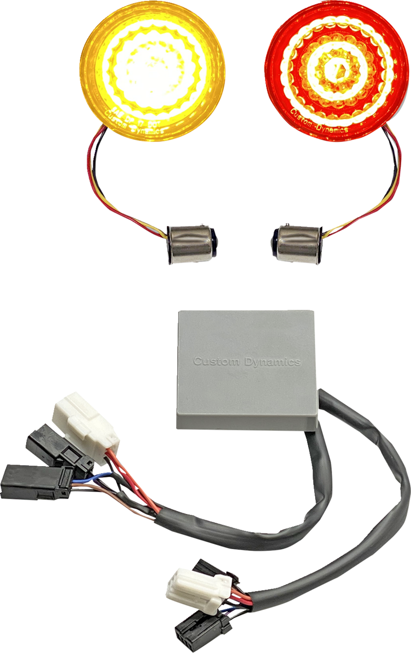 Solid Amber Turn, Red Run/Brake w/ Brake Strobe for Sportster