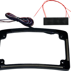 License Plate Frame - Red/White LED - Gloss Black