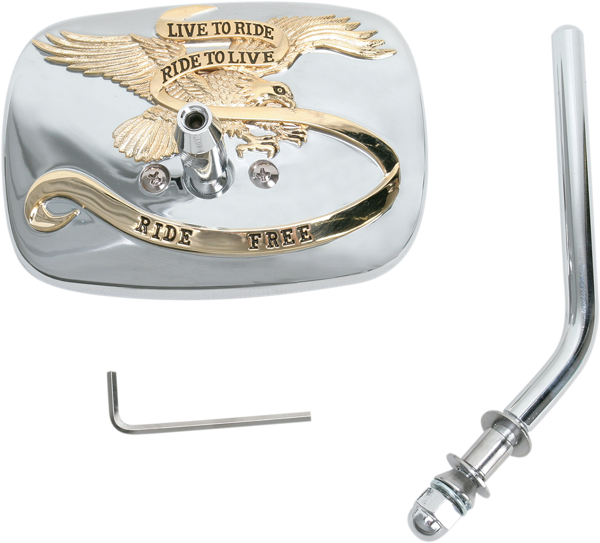 Mirror - "Live to Ride" - Side View - Rectangle - Gold/Chrome - Right - Image 2