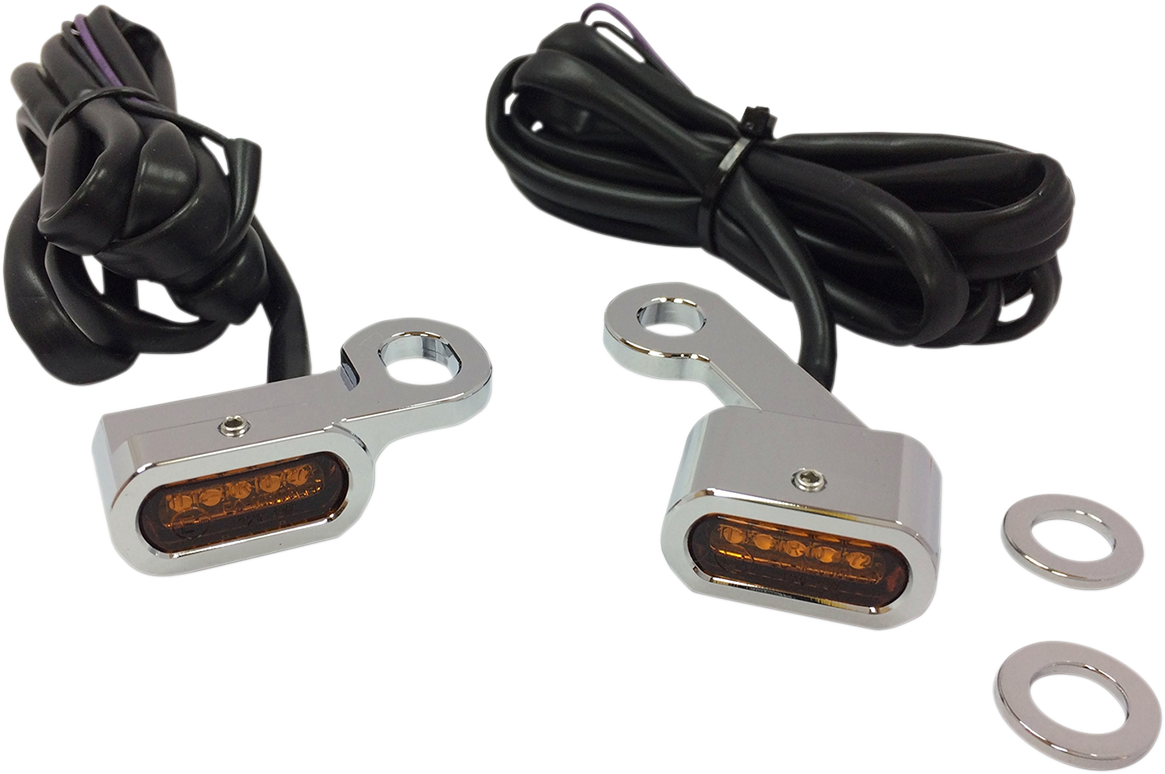 LED Handlebar Marker Lights - XL - Chrome/Amber