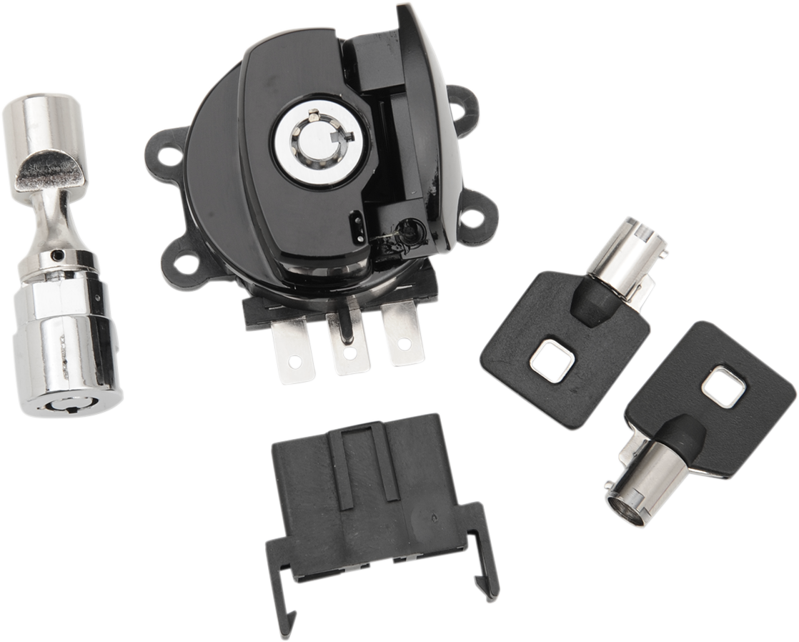 Side Hinge Ignition Switch with Fork Lock - Gloss Black