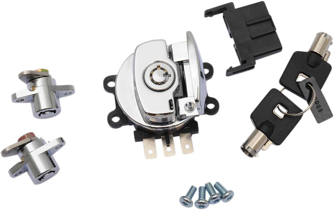 Side Hinge Ignition Switch with Saddlebag Lock - Chrome - Image 2