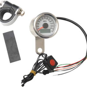 Programmable Mini Electronic Speedometer with Odometer/Tripmeter - 1.87" - Polished