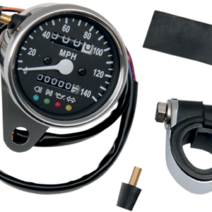MPH Mini Mechanical Speedometer with LED Indicators - Black Face - 2240:60 Ratio - 2.4"