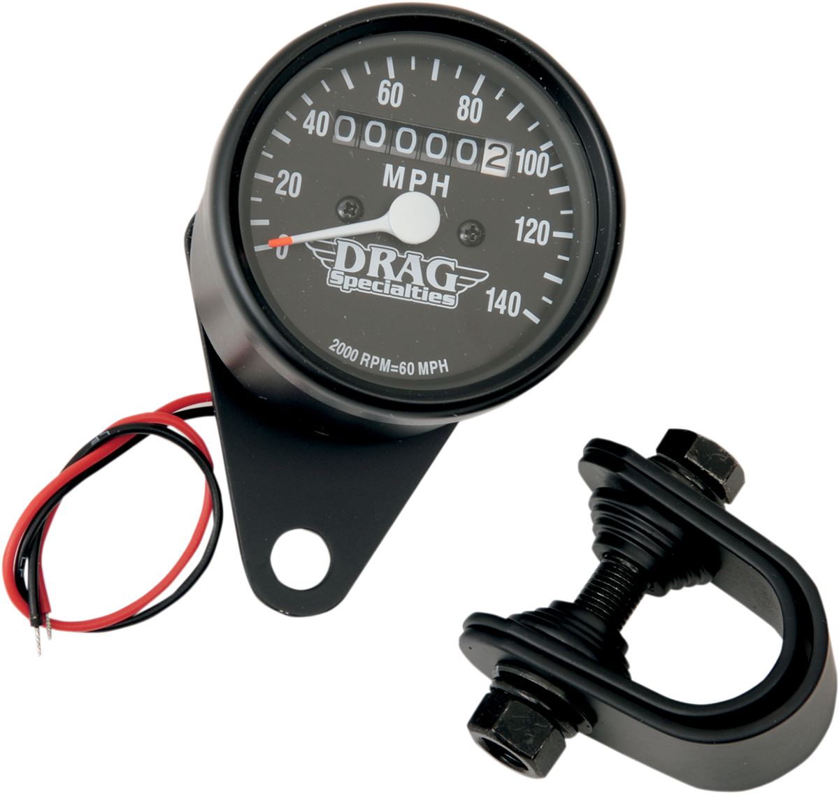 2.4" MPH Mini LED Mechanical Speedometer/Indicators - Black Housing - 2:1 - Black