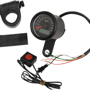 Programmable Mini Electronic Speedometer with Odometer/Tripmeter - 1.87" - Black