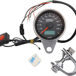 Programmable Mini Electronic Speedometer with Odometer/Tripmeter - 2.4" - Black