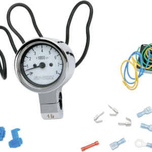 3" Bullet Electronic Tachometer Fits 1" Bar - Chrome - White Face - 3.5" L x 2.875" D