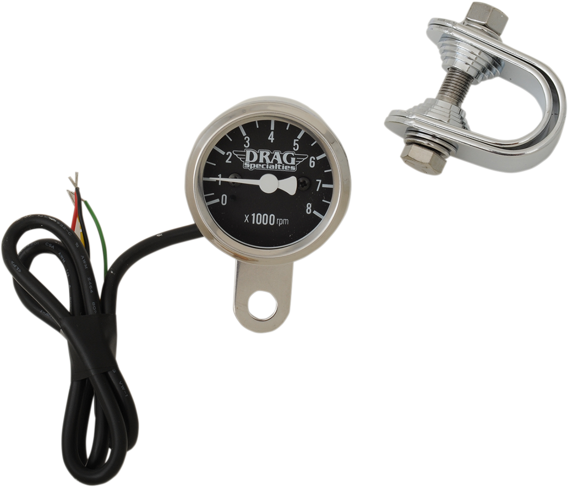 Electronic Mini Tachometer - Steel Housing - LED Illuminated Black Face - 1-7/8"