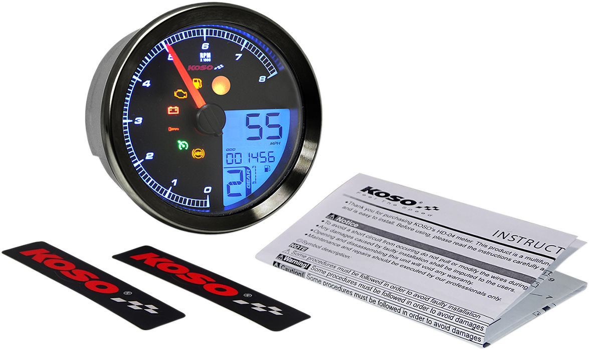 Multi-Function Speedometer/Tachometer - HD-04 - Black - Image 2
