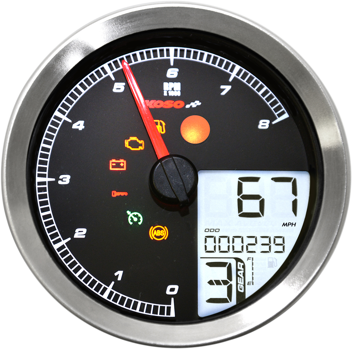Multi-Function Speedometer/Tachometer - HD-04 - Chrome - Image 3
