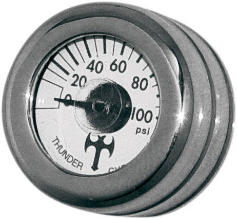 Mini Oil Pressure Gauge and Cover - Polished - White Face - 3/16" W x 9/16" D - Image 2