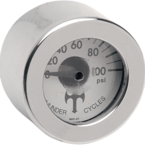 Mini Oil Pressure Gauge and Cover - Polished - White Face - 3/16" W x 9/16" D
