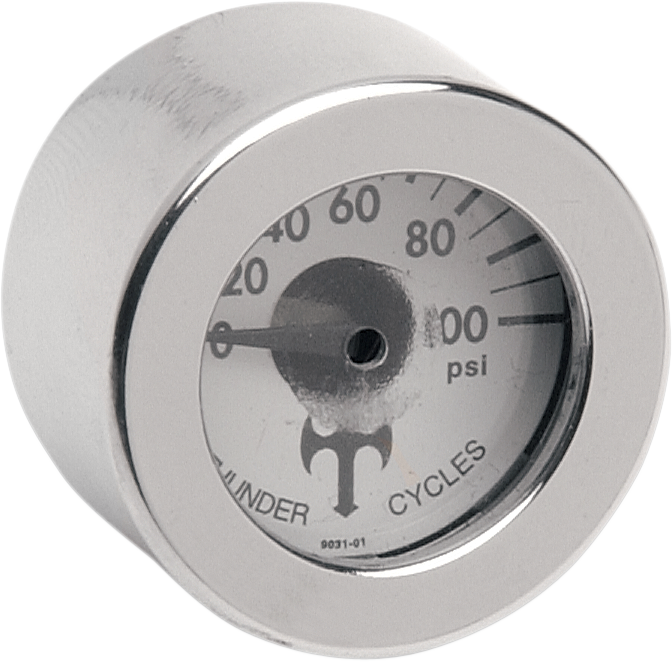 Mini Oil Pressure Gauge and Cover - Polished - White Face - 3/16" W x 9/16" D