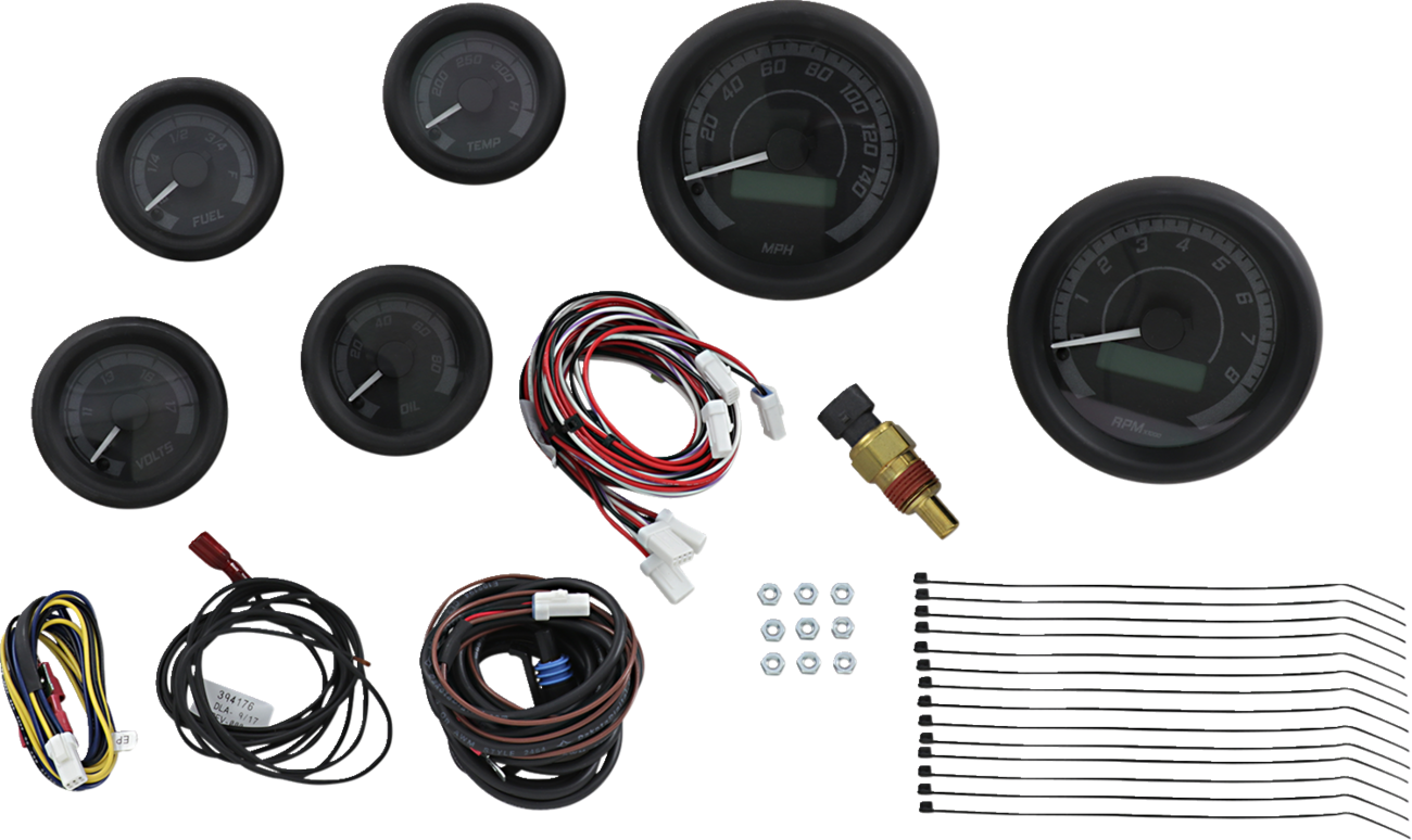 MVX-8K Series Analog/Digital 6-Gauge Kit - Black Bezel - Black Face with Gray Background - Image 2
