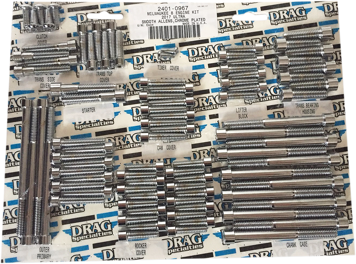 Bolt Kit - Engine - Allen - Chrome - Smooth - M8
