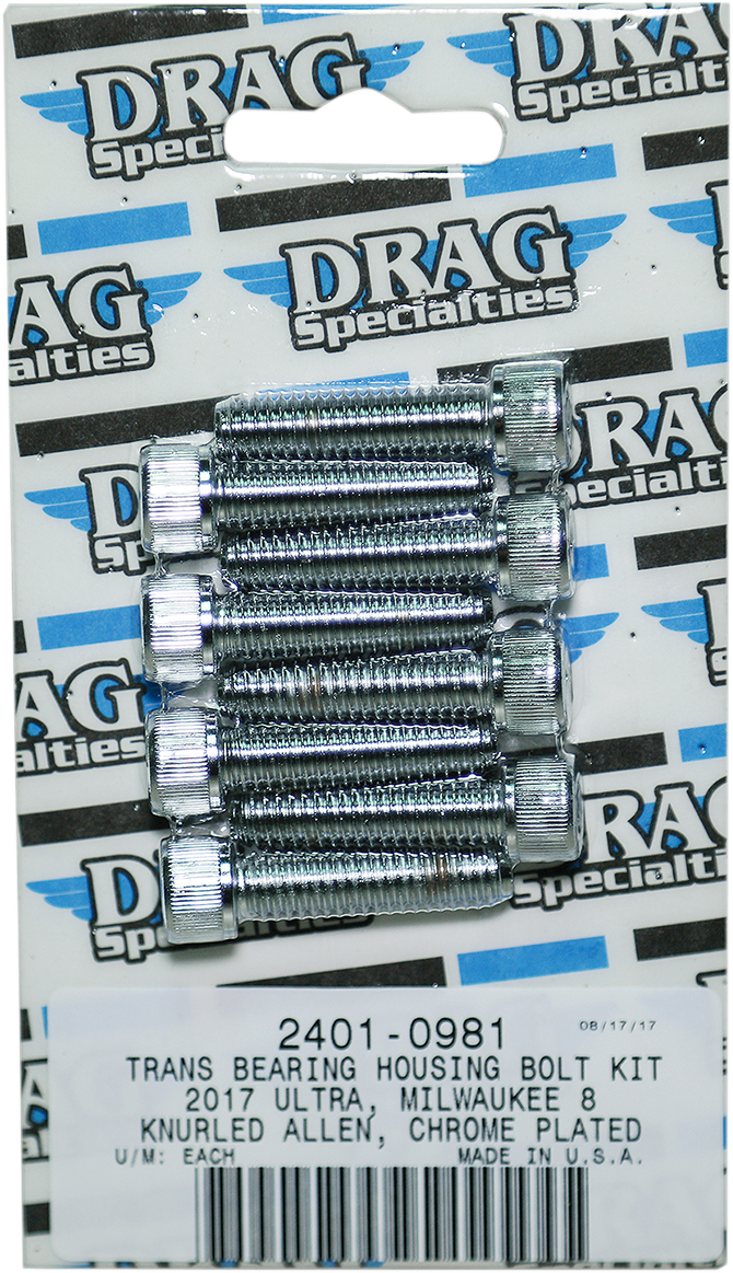 Transmission Bearing Knurled Bolt Kit - Chrome - M8
