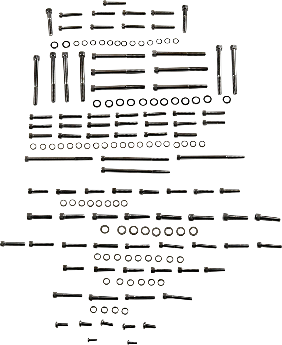 Bolt Kit - Engine - Black/Chrome - Knurled - M8