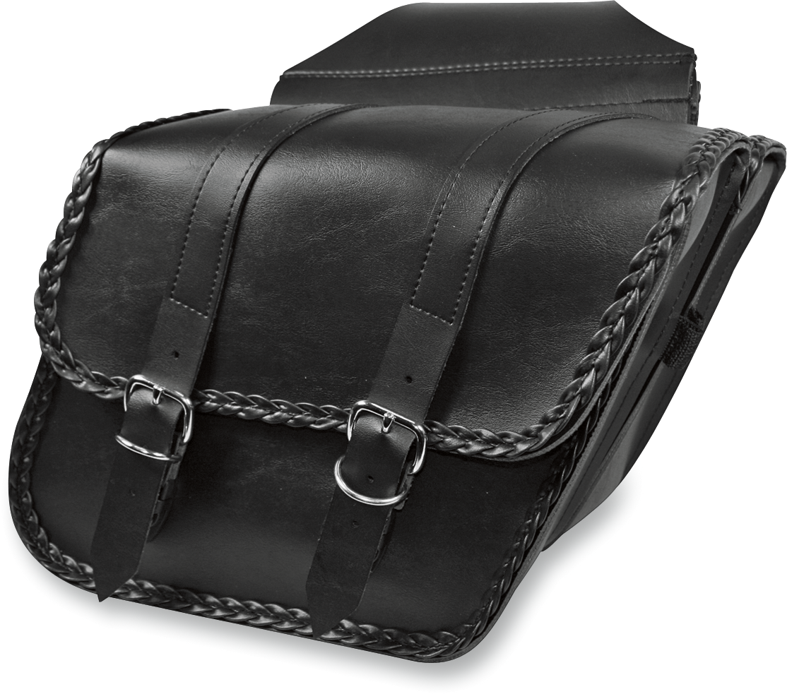 Braided Slant Saddlebag - Black - Compact