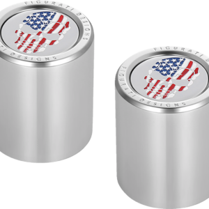 Docking Hardware Covers - Red/White/Blue American Flag Skull - Stainless Steel