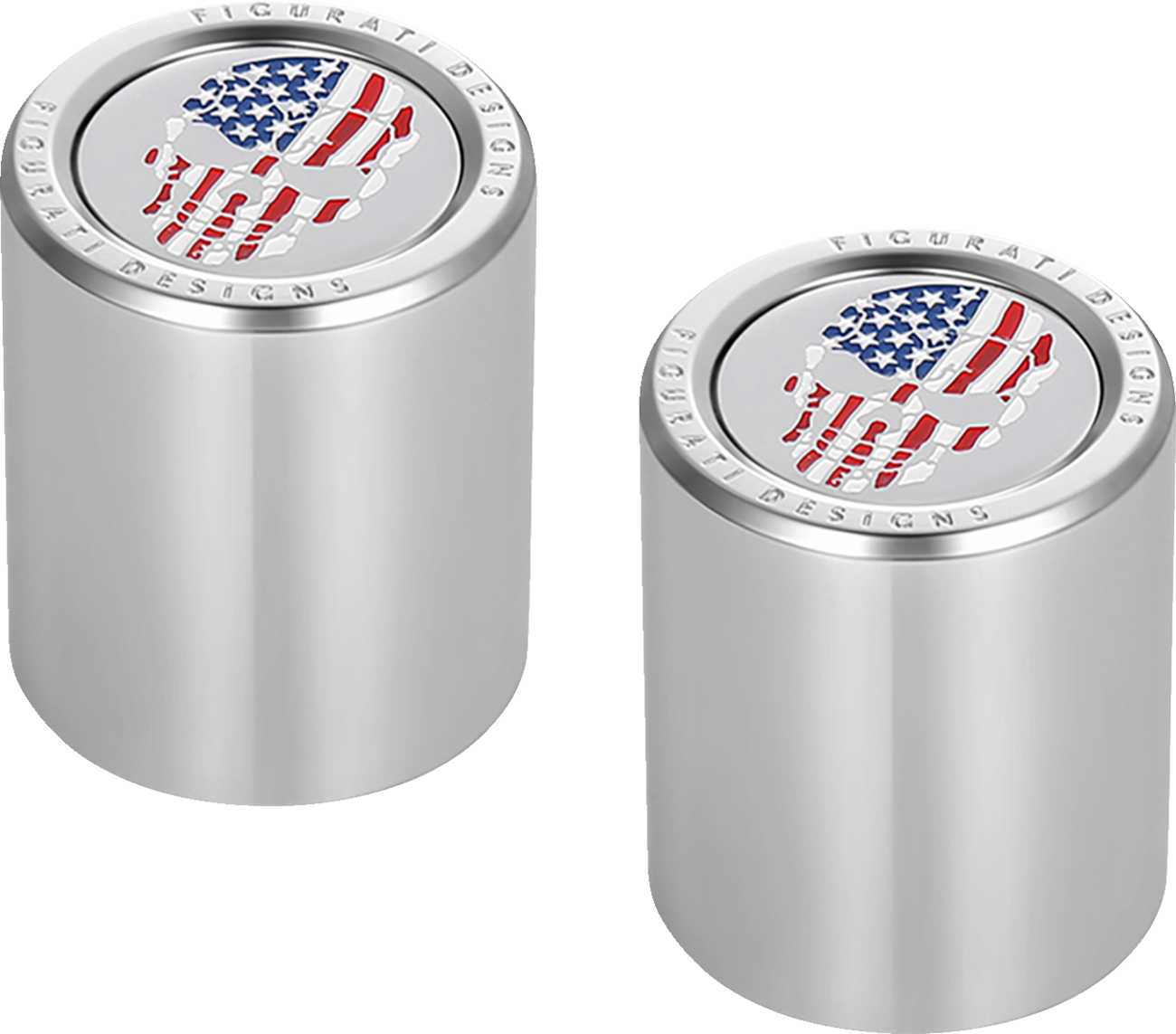Docking Hardware Covers - Red/White/Blue American Flag Skull - Stainless Steel