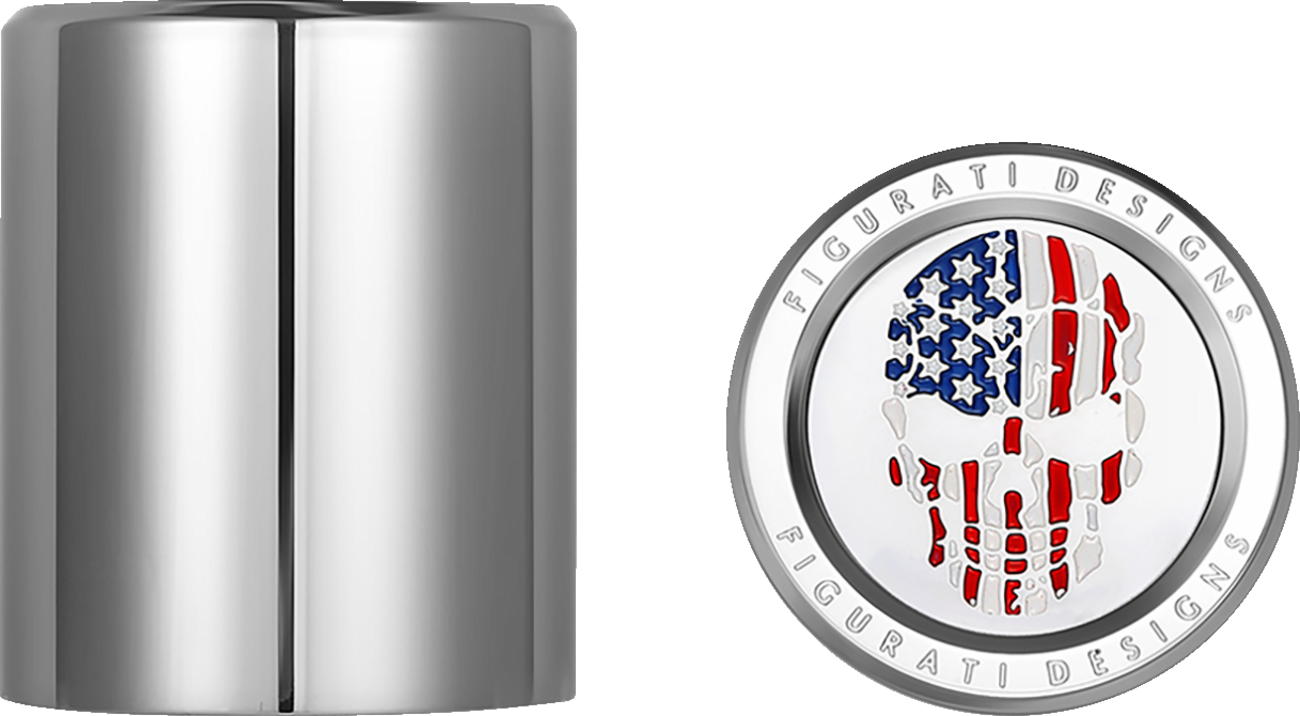 Docking Hardware Covers - Red/White/Blue American Flag Skull - Stainless Steel - Image 2