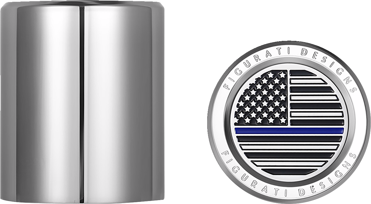 Docking Hardware Covers - American Flag - Blue Line - Short - Stainless Steel