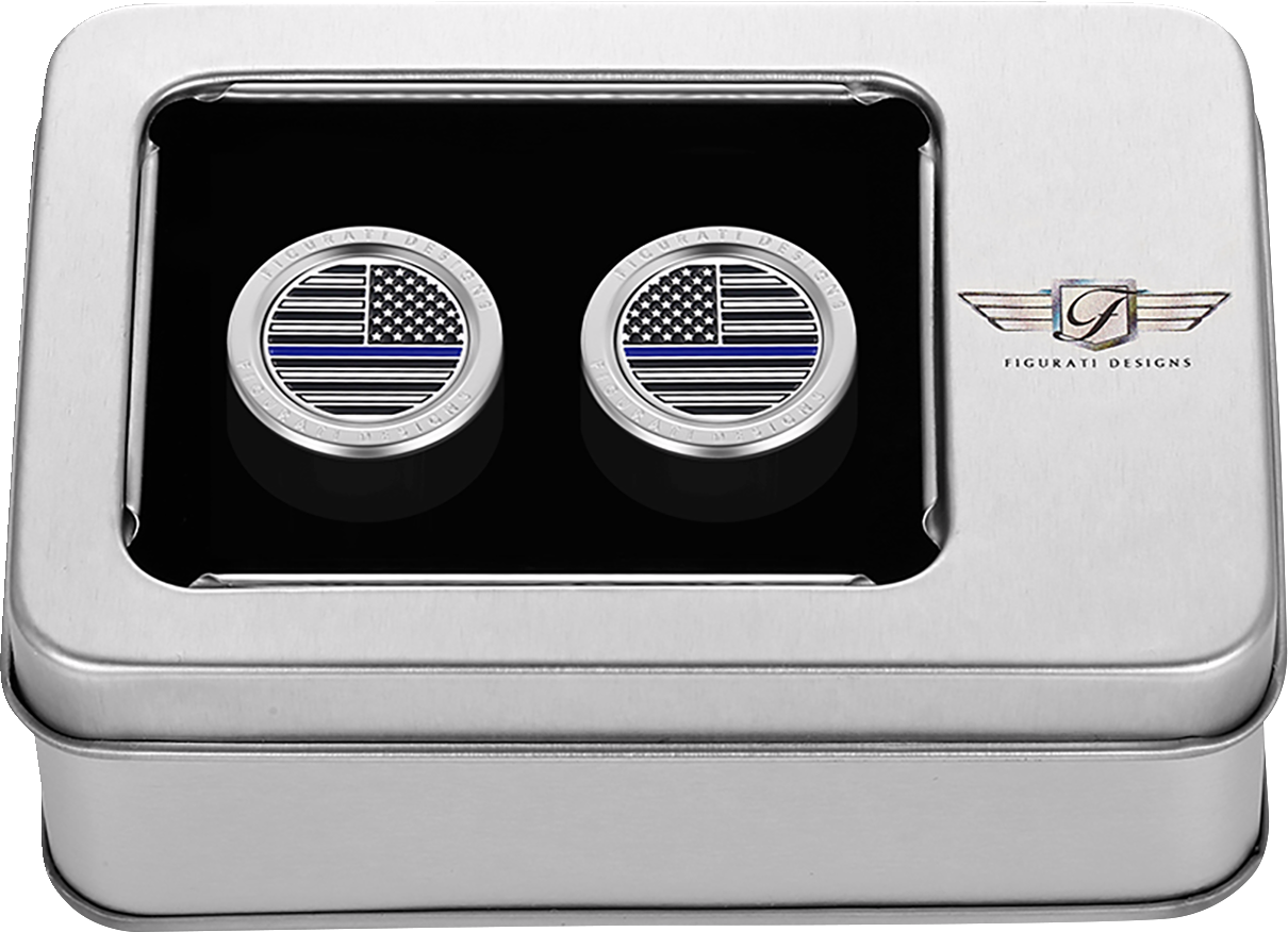 Docking Hardware Covers - American Flag - Blue Line - Short - Stainless Steel - Image 3