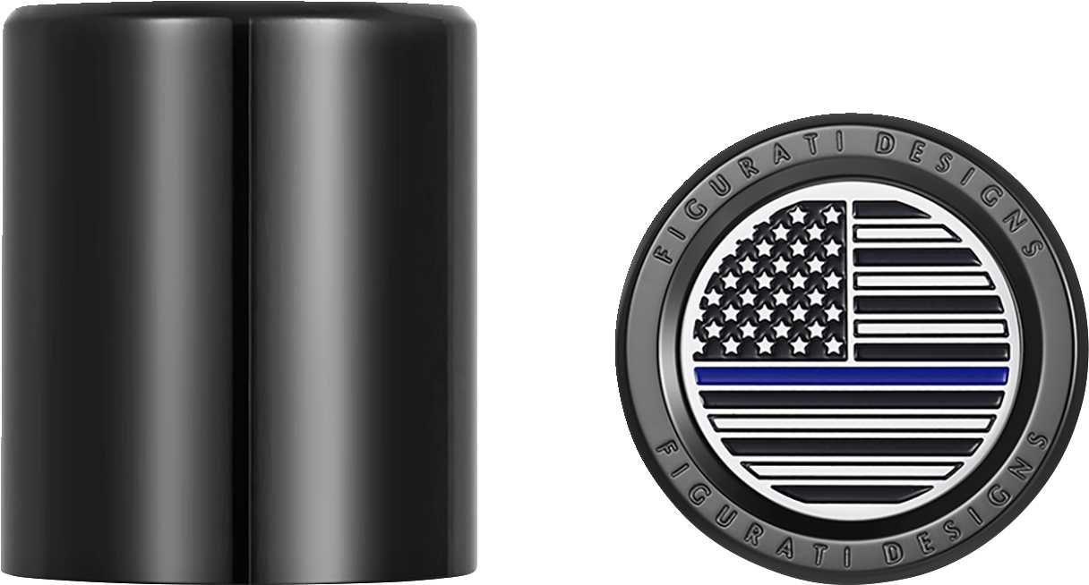 Docking Hardware Covers - American Flag - Blue Line - Short - Black - Image 3