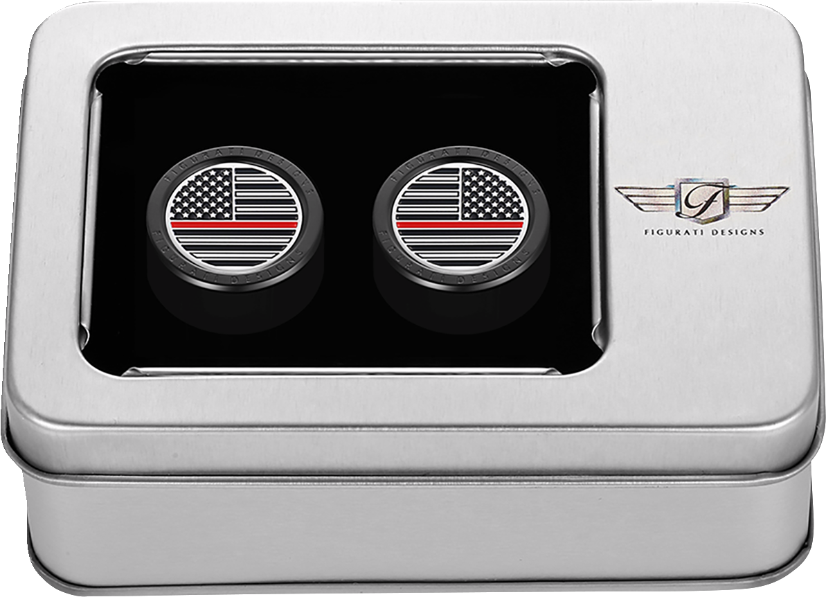 Docking Hardware Covers - American Flag - Red Line - Short - Black