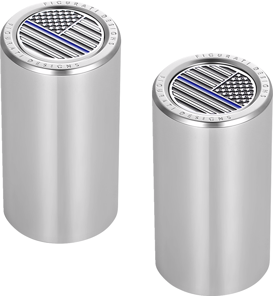 Docking Hardware Covers - American Flag - Blue Line - Long - Stainless Steel
