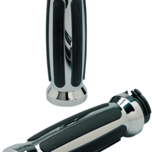 Grips - Straight - Rubber - Cable - Chrome