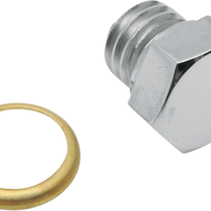 Drain Plug - Transmission/Motor Case/Oil Tank with Brass Gasket - Standard - Chrome