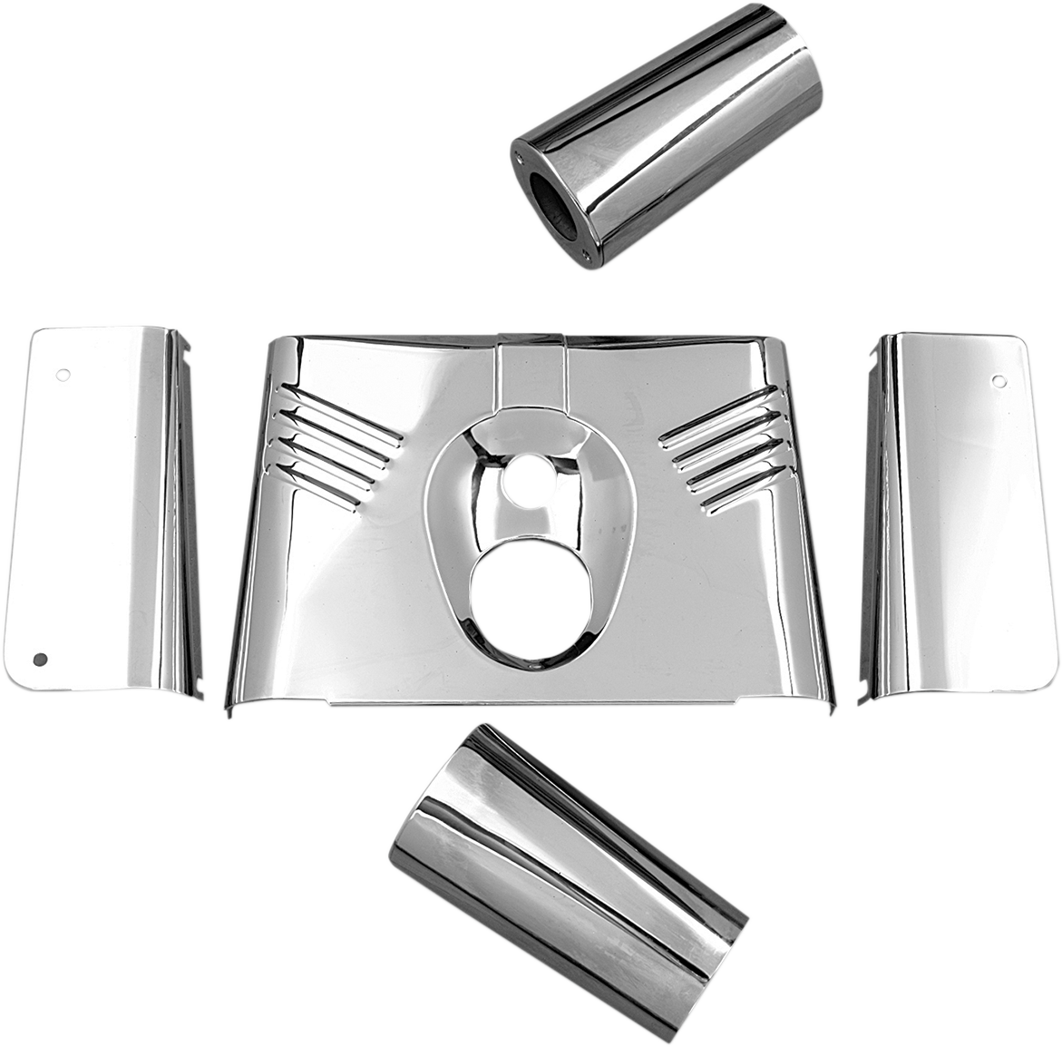 Fork Tins - Chrome - Ribbed - '86-'17 FLST - 5-Piece