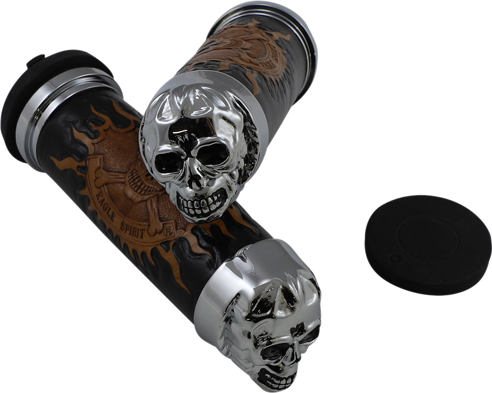 Grips - Skull Grips - Plain Eyes - Chrome