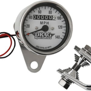 2.4" MPH Mini LED Mechanical Speedometer/Indicators - Chrome Housing - White Face - 2:1