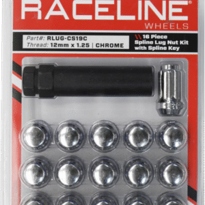 Lug Nuts - Spline Socket - 12 mm x 1.25" - with Spline Key - Chrome - 16 Pack