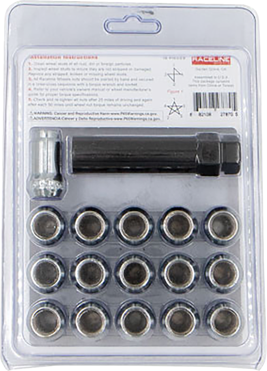 Lug Nuts - Spline Socket - 1/2"-20 - with Spline Key - Chrome - 16 Pack - Image 2