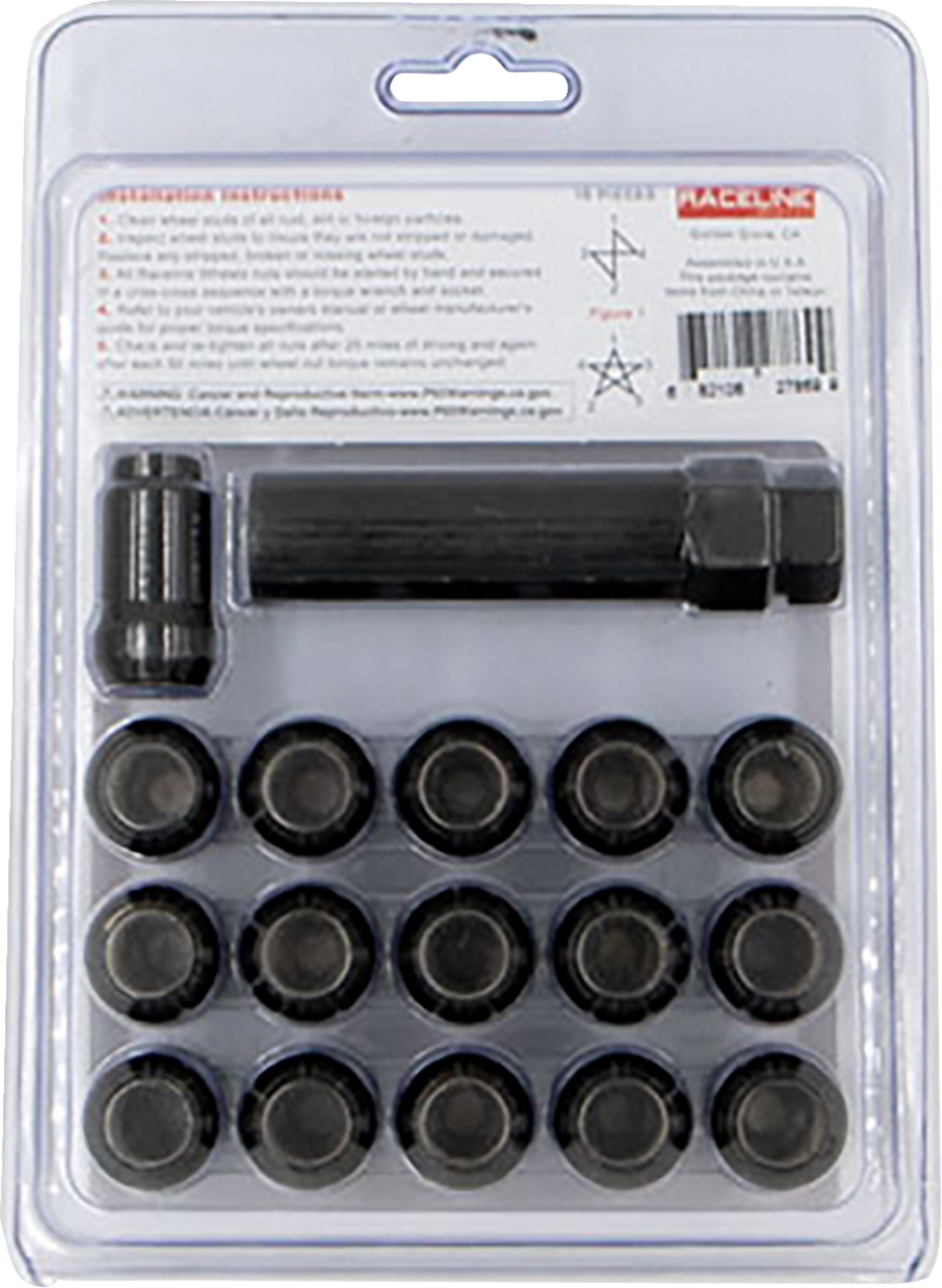 Lug Nuts - Spline Socket - 1/2"-20 - with Spline Key - Black - 16 Pack - Image 2