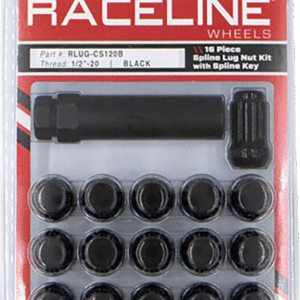 Lug Nuts - Spline Socket - 1/2"-20 - with Spline Key - Black - 16 Pack