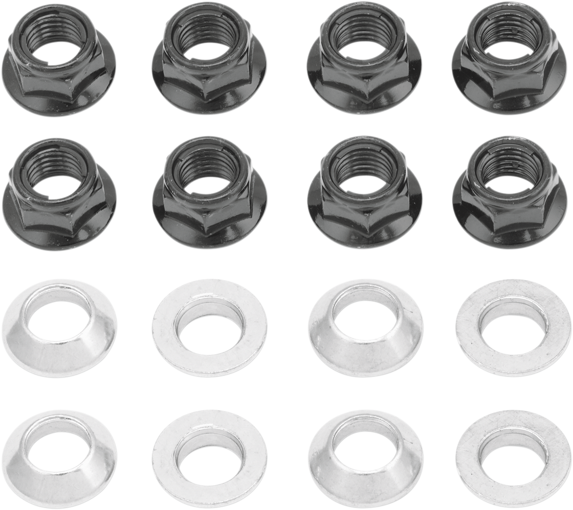 Flange Lug Nut - Locking - Silver - 8-Pack