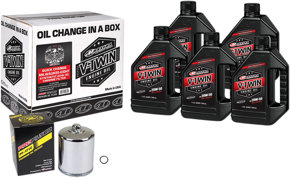 Quick Change M8 Synthetic 20W-50 Oil Change Kit - Chrome Filter