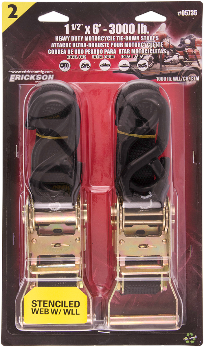 Ratchet Straps - 1.5" x 6' - Black - Image 2