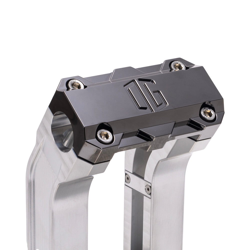 OG Aluminum 2 inch Pull Straight Risers with Black Chrome Standard Top Clamp