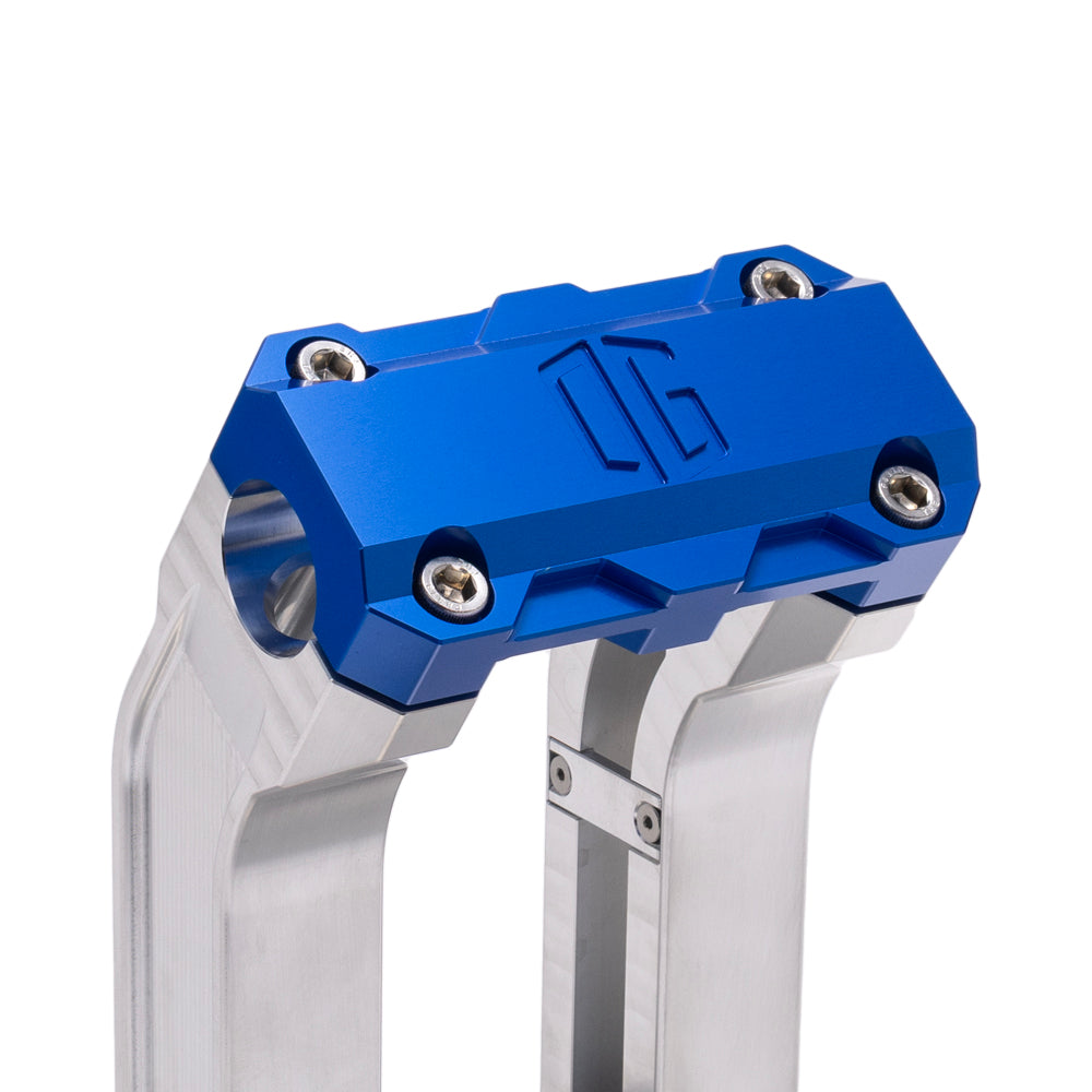 OG Aluminum 2 inch Pull Straight Risers with Blue Standard Top Clamp