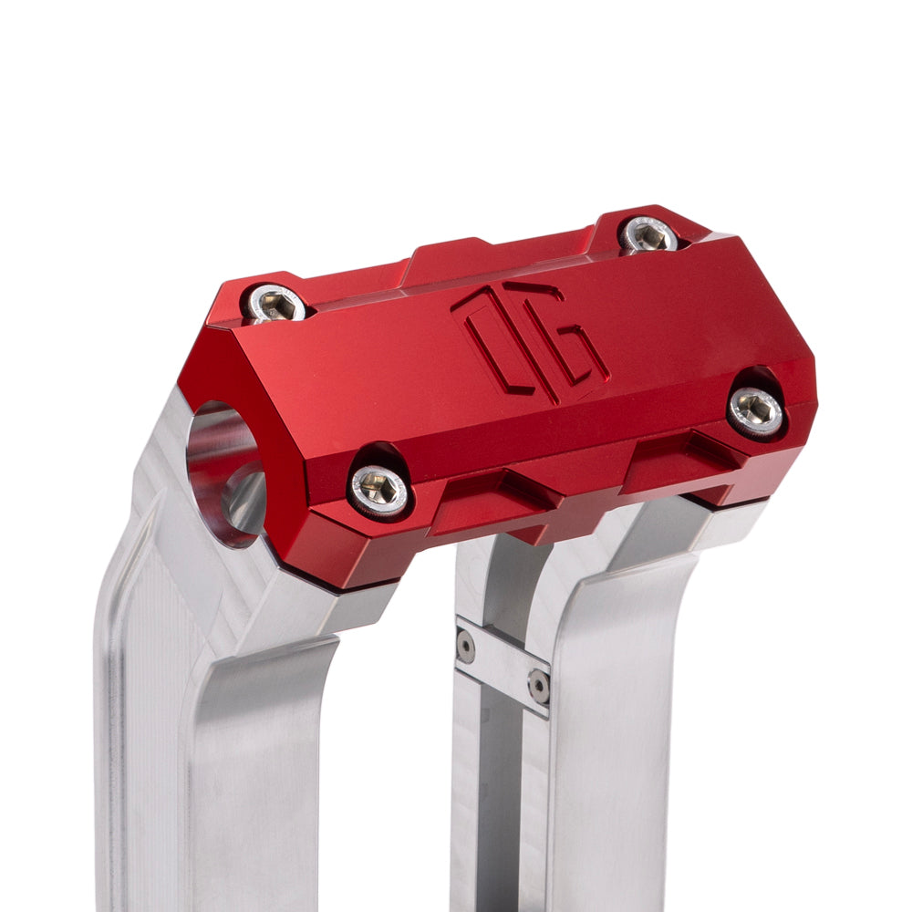 OG Aluminum 2 inch Pull Straight Risers with Red Standard Top Clamp