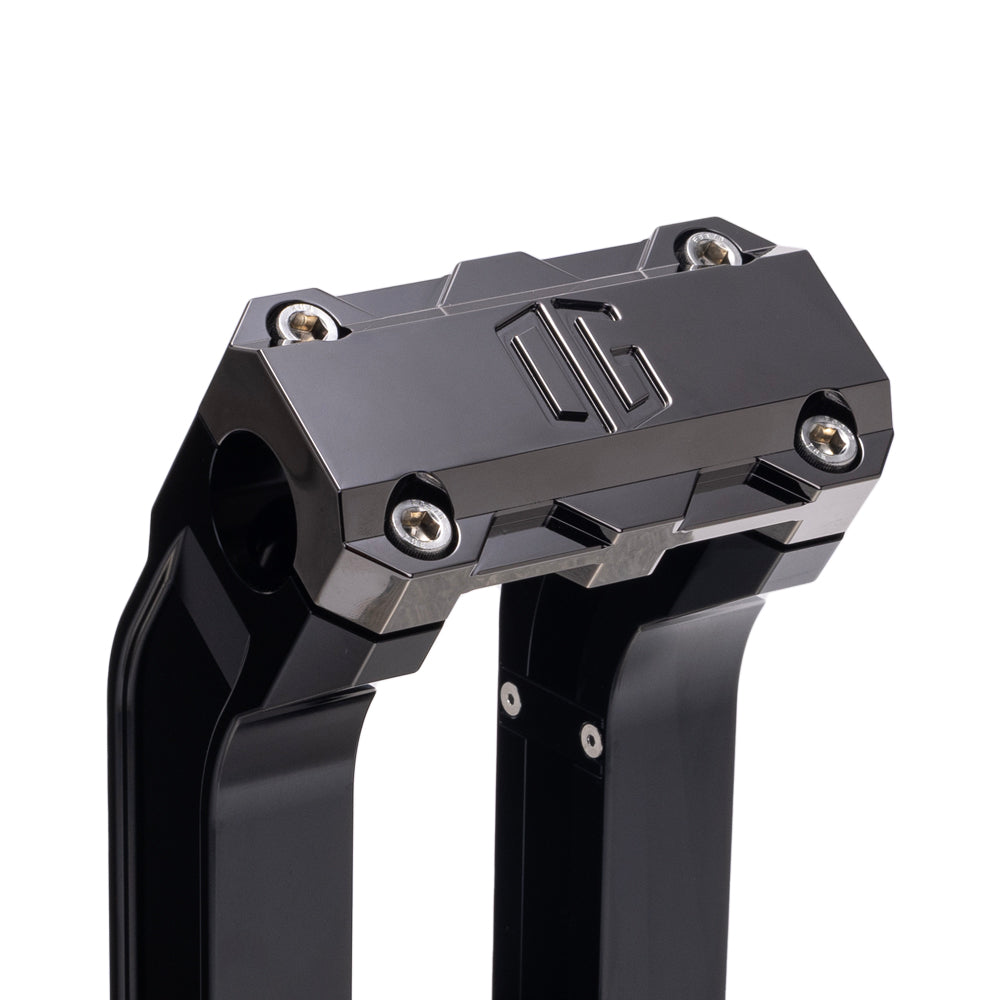 OG Black 2 inch Pull Straight Risers with Black Chrome Standard Top Clamp