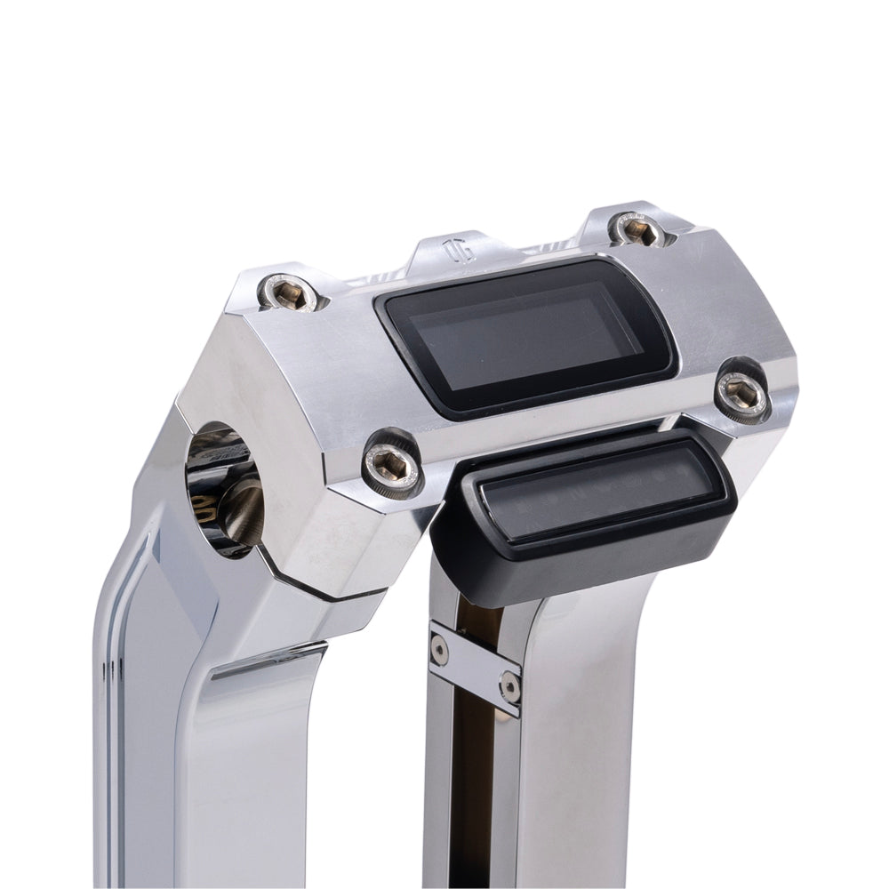 OG Chrome 2 inch Straight Risers with Aluminum Digital Gauge Cut Out Top Clamp