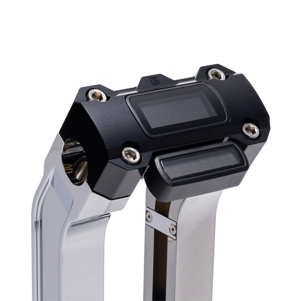 OG Chrome 2 inch Straight Risers with Black Digital Gauge Cut Out Top Clamp