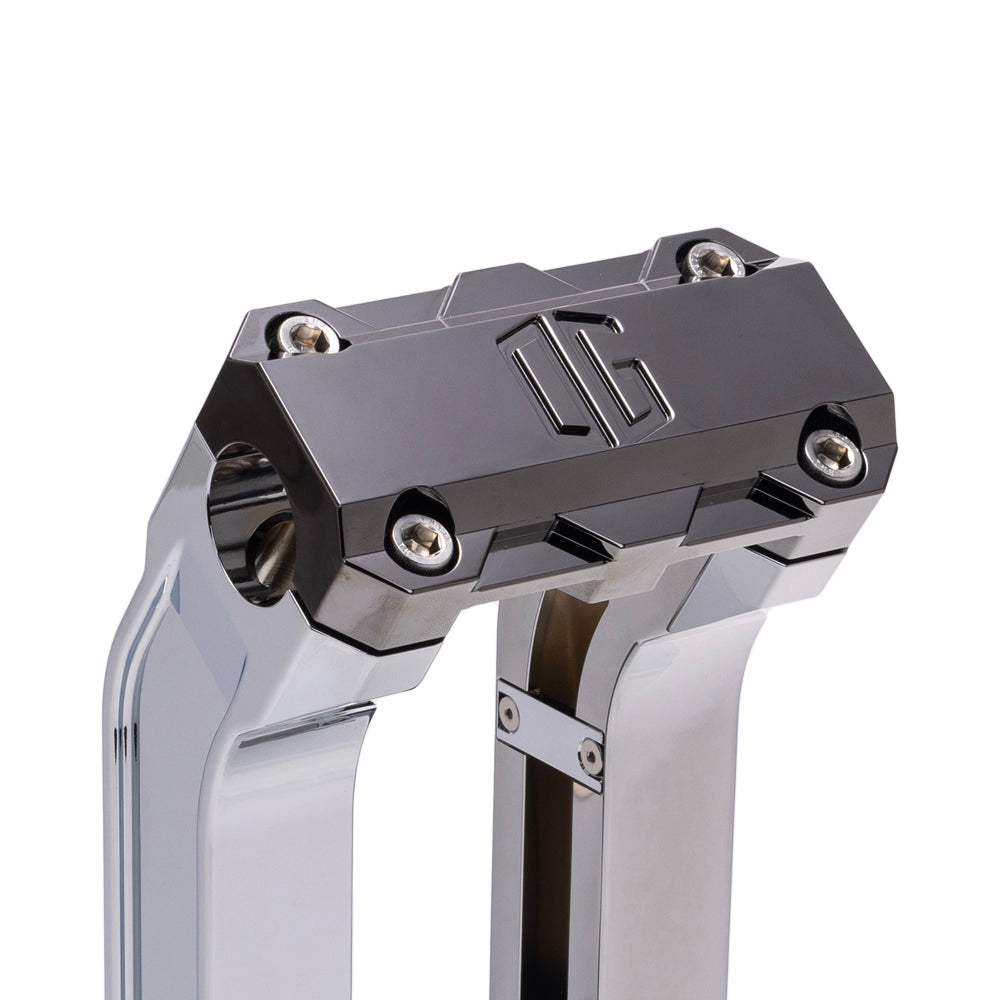 OG Chrome 2 inch Pull Straight Risers with Black Chrome Standard Top Clamp